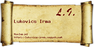 Lukovics Irma névjegykártya